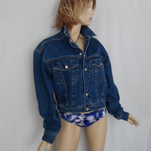 RARE Vintage 1970's Jordache Cropped Denim Jacket Sz L NWT Y2K Style - Picture 2 of 6
